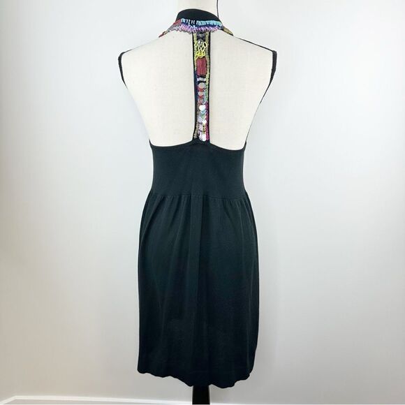 Nanette Lepore Anthropologie Black Knit Beaded Racerback Dress Cover-Up‎ Sz L - Picture 6 of 15